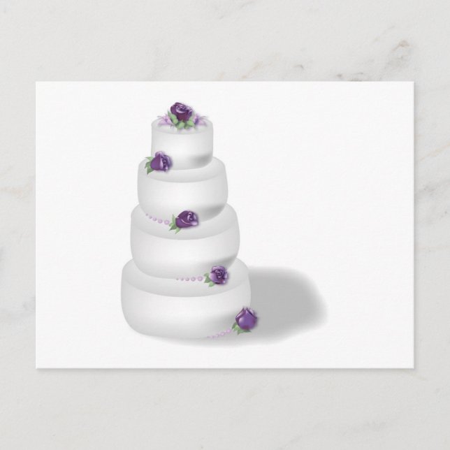 Four Tiered Wedding Cake with Lavender Roses Postcard (Front)