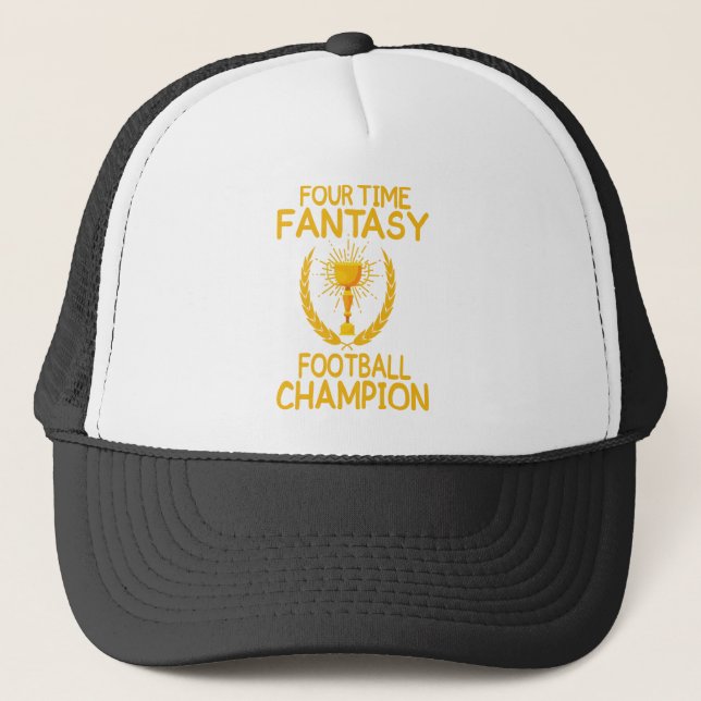 four time fantasy football champion gift trucker hat (Front)