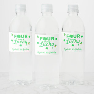 Four Times Lucky 4th Birthday Water Bottle Label