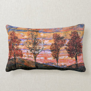 Four Trees, art by Egon Schiele Lumbar Cushion