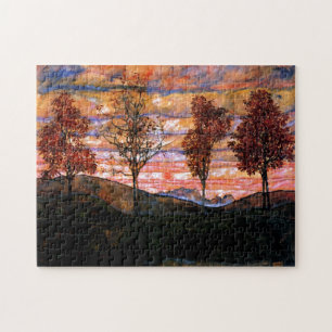 Four Trees by Egon Schiele Fine Art Jigsaw Puzzle