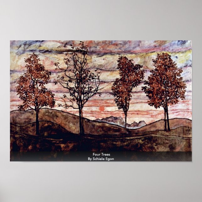 Four Trees By Schiele Egon Poster (Front)