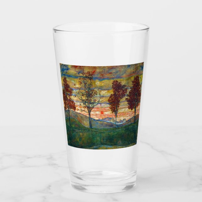 Four Trees (Landscape Art) (by Egon Schiele) Glass (Front)