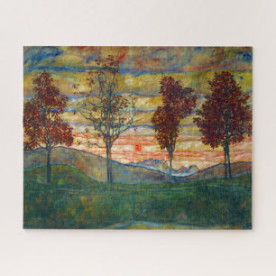 Four Trees (Landscape Art) (by Egon Schiele) Jigsaw Puzzle