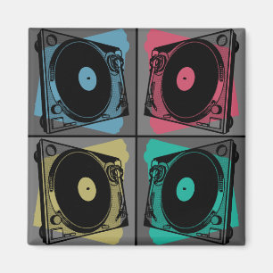 Four Turntables Graphic Magnet