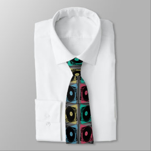 Four Turntables Graphic Tie