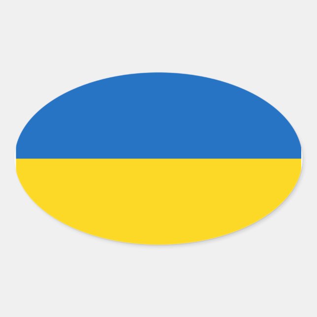 FOUR Ukraine National Flag Oval Sticker (Front)