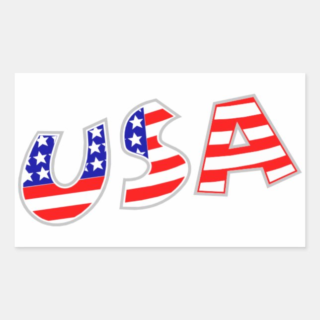 FOUR "USA" RECTANGULAR STICKER (Front)