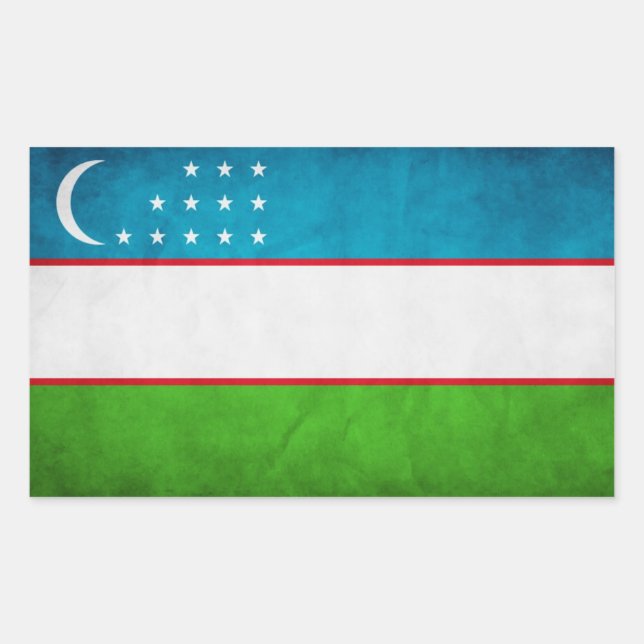 FOUR Uzbekistan National Flag Rectangular Sticker (Front)