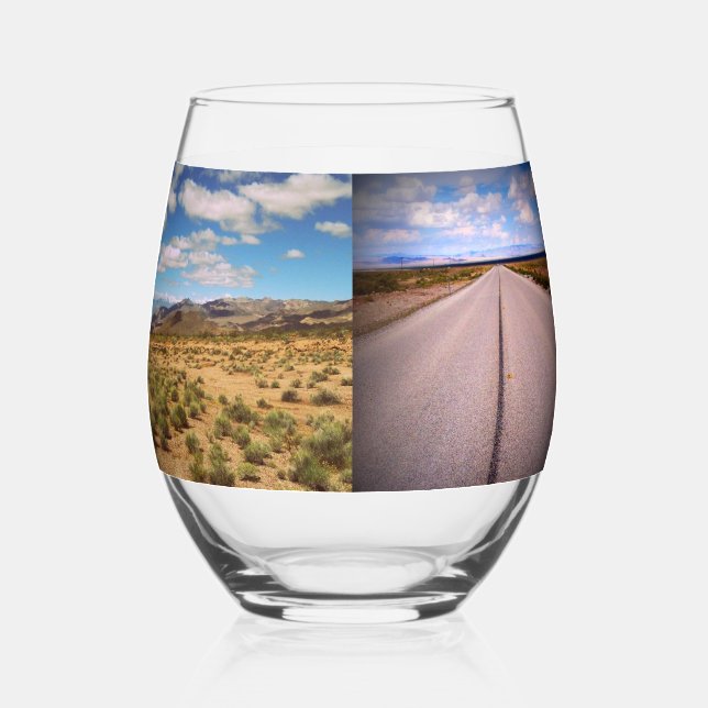 Four Vacation or Travel Photo Stemless Wine Glass (Front)