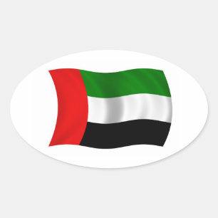 FOUR Waving UAE Flag Oval Sticker