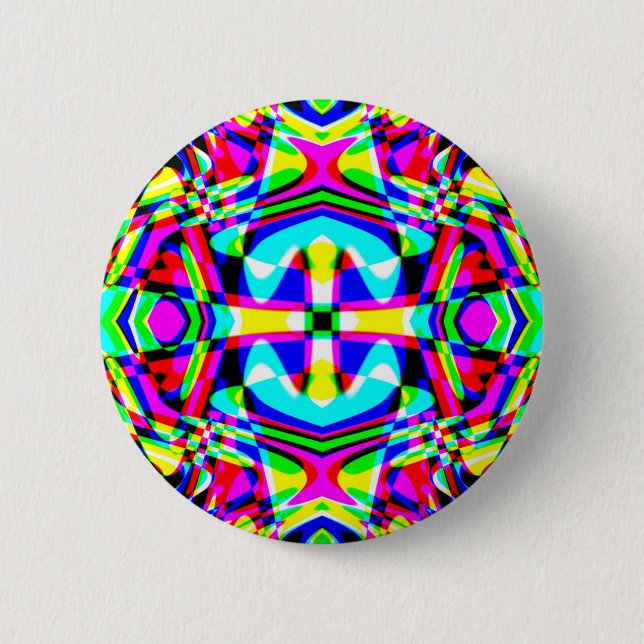 Four-way kaleidoscope 6 cm round badge (Front)