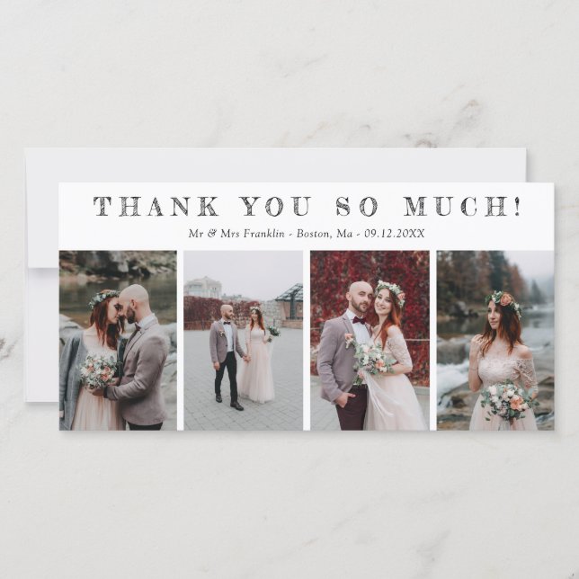 Four Wedding Photos Sketched Font Thank You (Front)