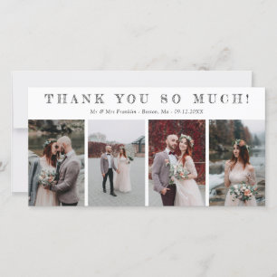 Four Wedding Photos Sketched Font Thank You Card