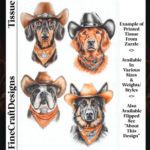 Four Western Cowboy Dogs In Hats DN9L Decoupage Tissue Paper