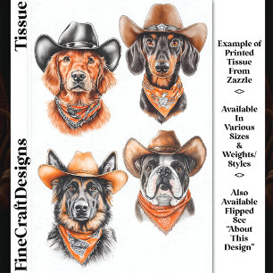 Four Western Cowboy Dogs In Hats DN9R Decoupage Tissue Paper