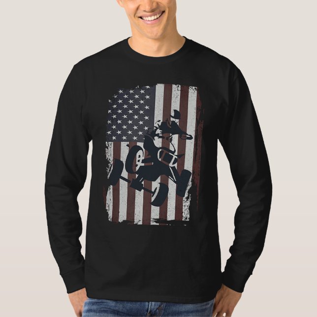 Four Wheeler ATV Quad Racing Rider USA American Fl T-Shirt (Front)