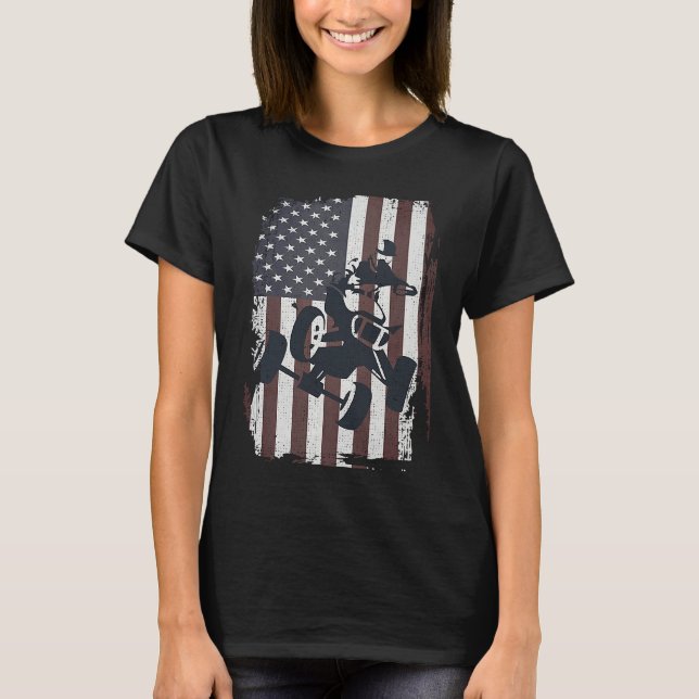 Four Wheeler ATV Quad Racing Rider USA American Fl T-Shirt (Front)