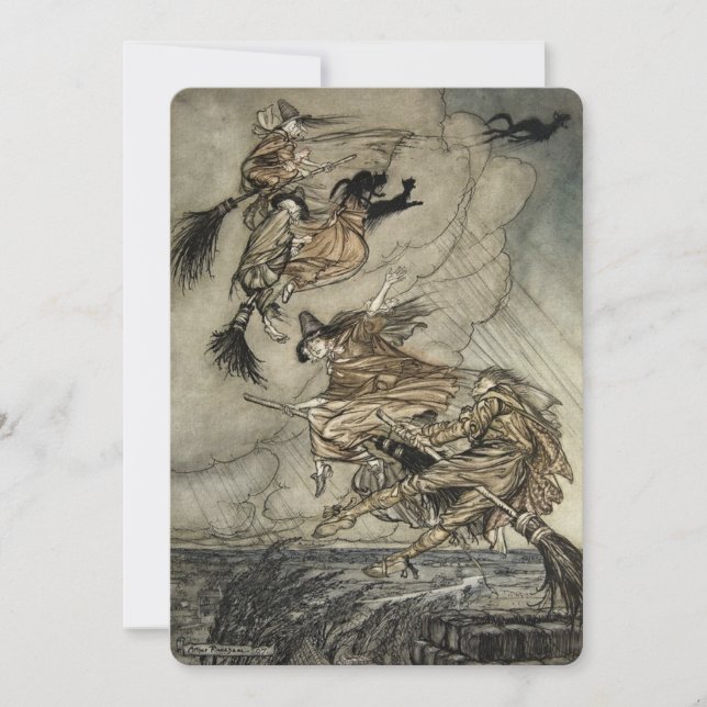 Four Witches "Up The Chimney" by Arthur Rackam Invitation (Front)