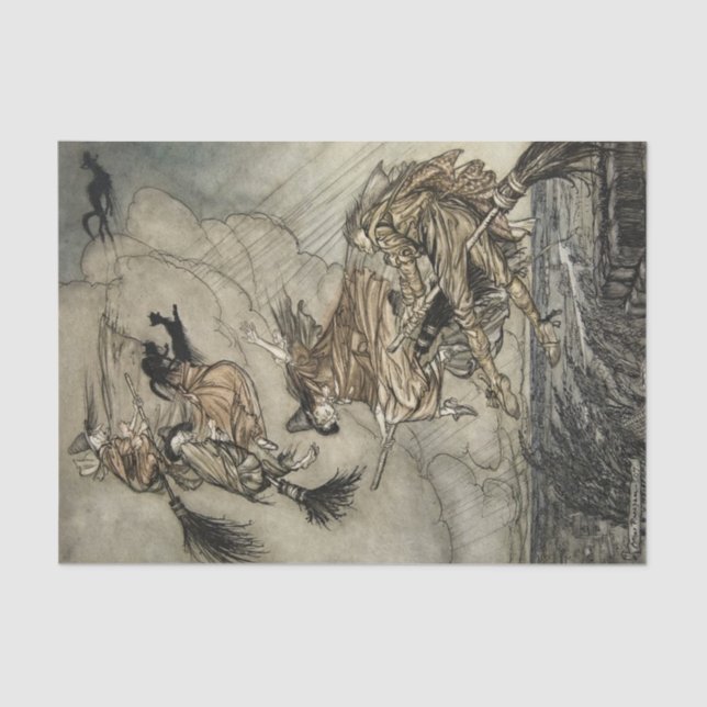 Four Witches "Up The Chimney" by Arthur Rackam Tissue Paper (Front)
