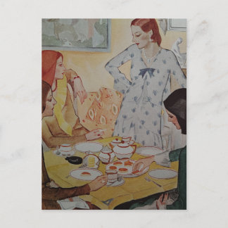 Four Women with a cheese treat in 1930  Postcard