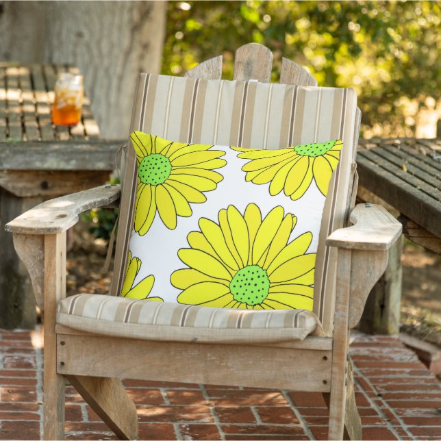 Four yellow Green Daisies  Cushion (Chair)