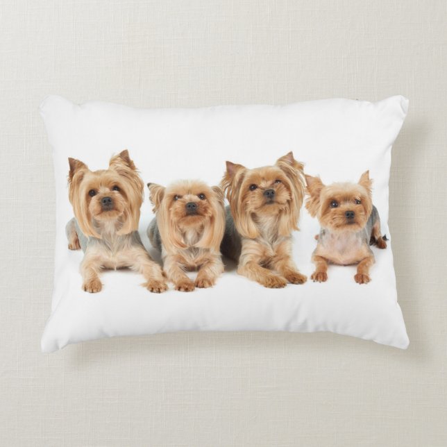 Four yorkies decorative cushion (Front)