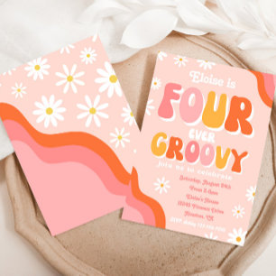 Fourever Birthday Invitation   Groovy Invitation