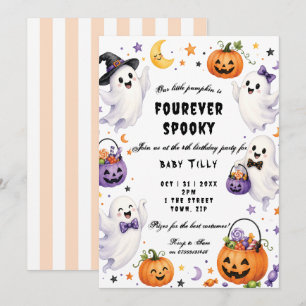 Fourever spooky 4th birthday party invitation