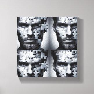 Foursome - a man's face puzzle canvas print