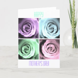 Foursome of Pastel Roses Happy Mother's Day Card