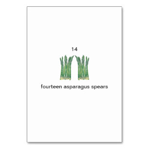 Fourteen asparagus spears number flashcards table number