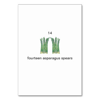 Fourteen asparagus spears number flashcards table number