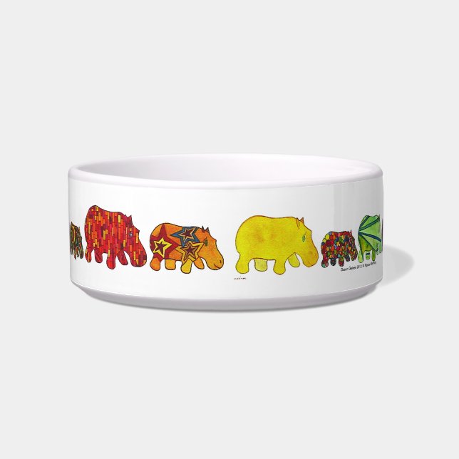Fourteen Hippos Marching Pet Food Bowl (Front)