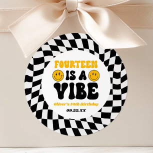 Fourteen Is A Vibe Retro 14th Birthday Party Classic Round Sticker