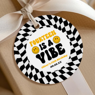 Fourteen Is A Vibe Retro 14th Birthday Party Favour Tags
