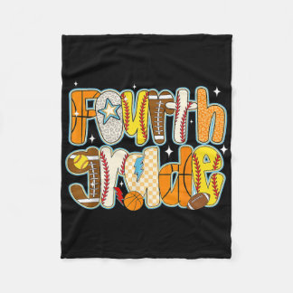 Fourth 4th Grade Boy Baseball Basketball Football Fleece Blanket