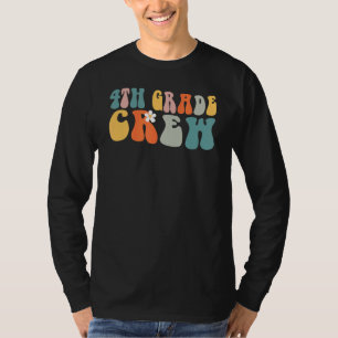 Fourth 4th Grade Crew Team Back To School Groovy R T-Shirt