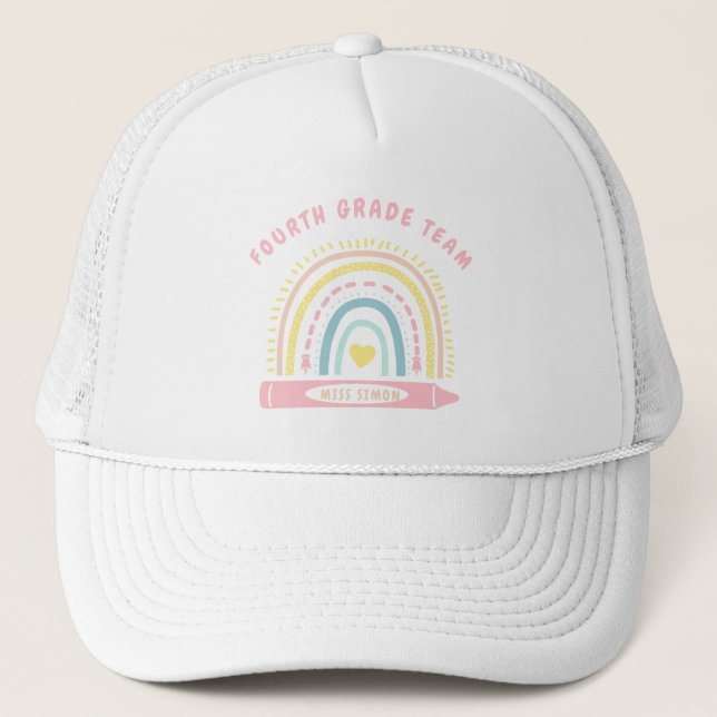Fourth 4th grade Team Squad Teacher Back To School Trucker Hat (Front)