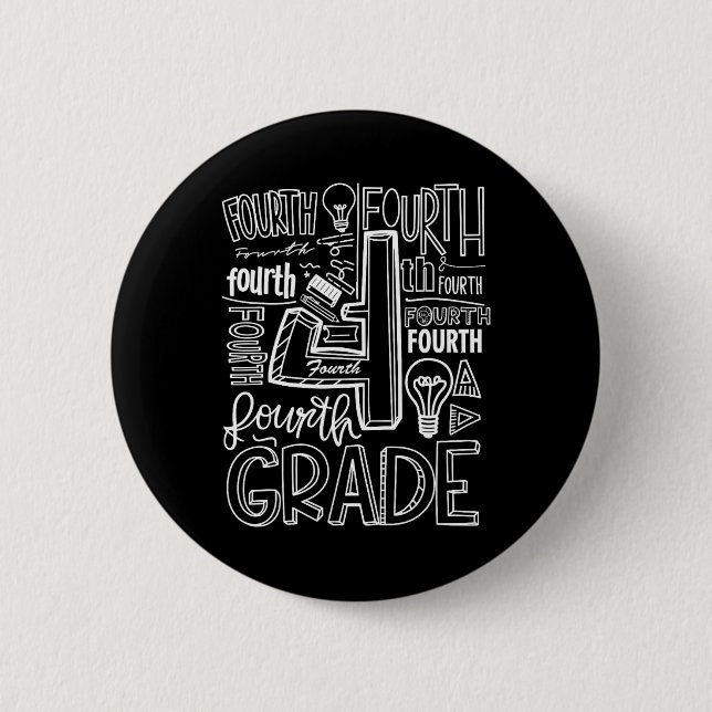 Fourth 4th Grade Typography Back To School 1  6 Cm Round Badge (Front)