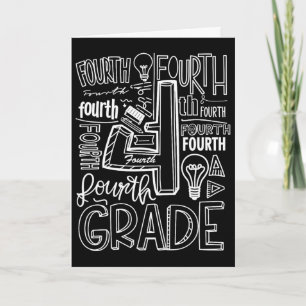 Fourth 4th Grade Typography Ck To School 1 Card