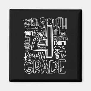 Fourth 4th Grade Typography Ck To School 1 Magnet