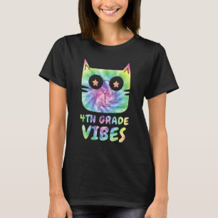Fourth 4th Grade Vibes Cute Tie Dye Cat Kitty Boy T-Shirt