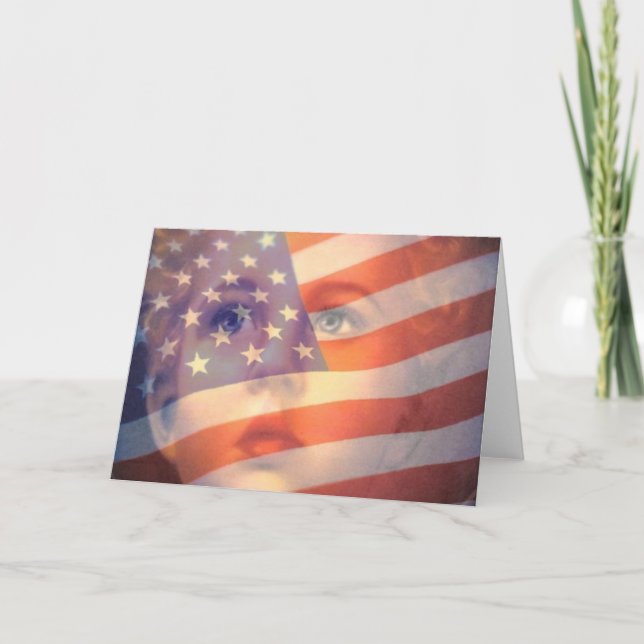 Fourth 4th of July Greeting Card Flag and Child (Front)