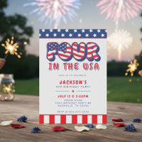Fourth Birthday Party Patriotic USA Flag July 4th