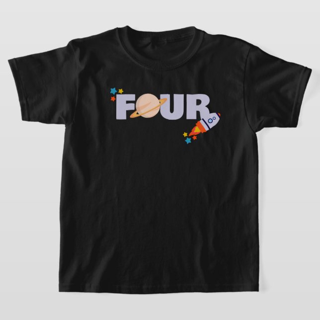 Fourth Birthday Space Shirt (Laydown)