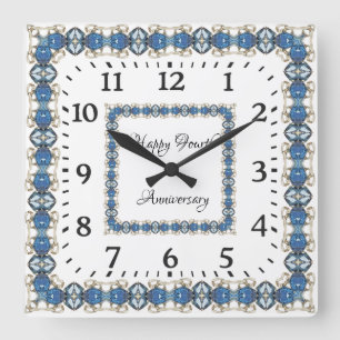 Fourth Blue Topaz Wedding Anniversary Square Wall Clock