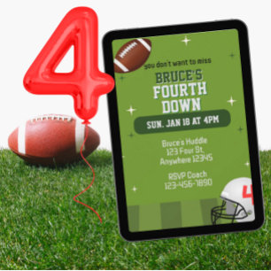 Fourth Down, Football 4th Birthday Invitation