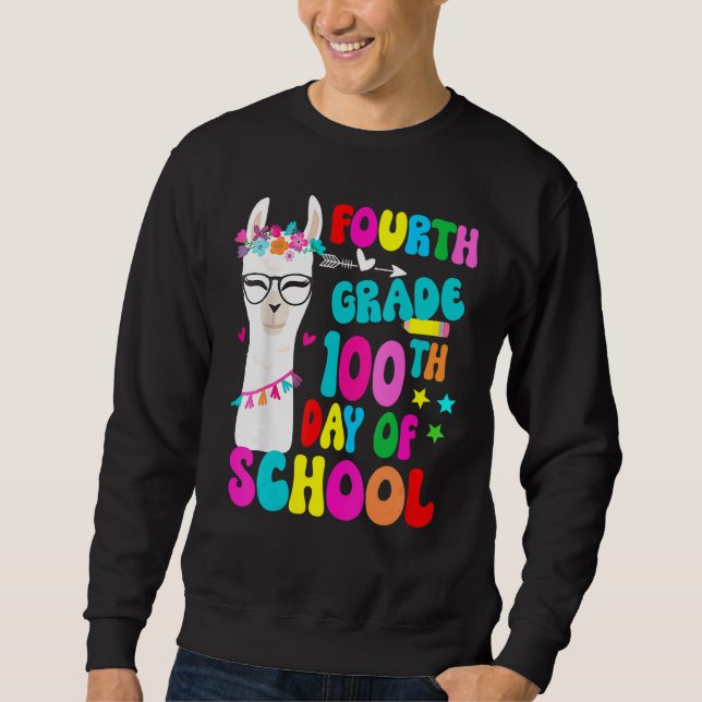 Fourth Grade 100 Days Smarter No Prob Llama Teache Sweatshirt (Front)