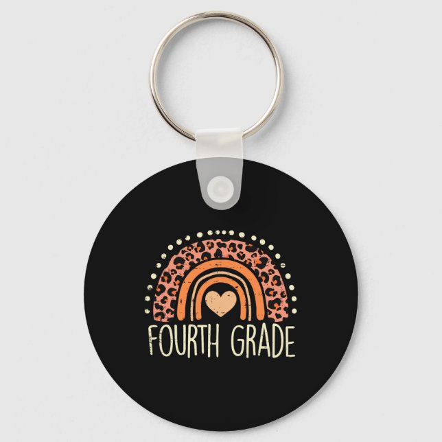 Fourth Grade 4th Rainbow First Day Of School Teach Key Ring (Front)